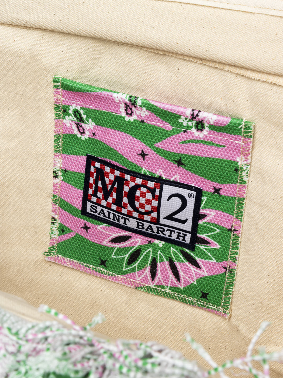 Borsa tote in tela di cotone con stampa zebrata e bandana