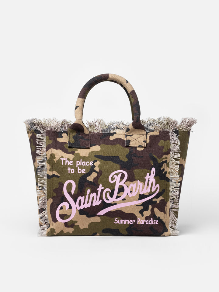 Cotton canvas Vanity tote bag with camouflage print