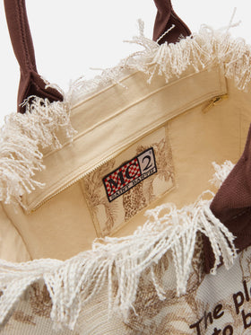 Regular Vanity canvas bag with brown toile de Jouy print