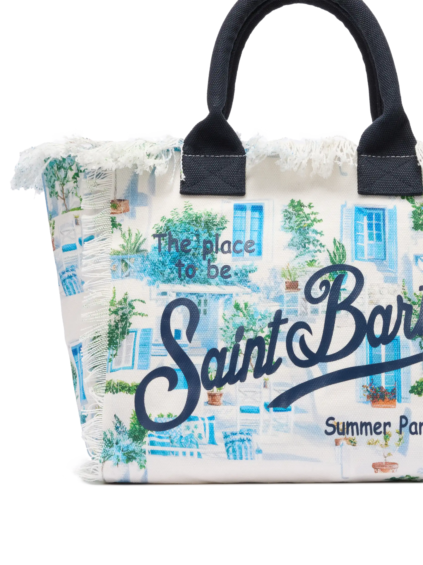 Cotton canvas Vanity tote bag with Greek windows print | AI CO-CREATED DESIGN BY RICKDICK - POWERED BY RED-EYE - MC2 Saint Barth