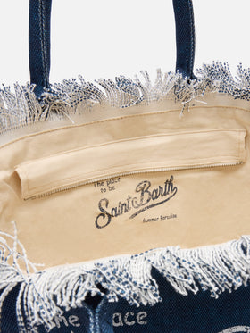 Vanity-Einkaufstasche aus Indigo-Baumwollcanvas