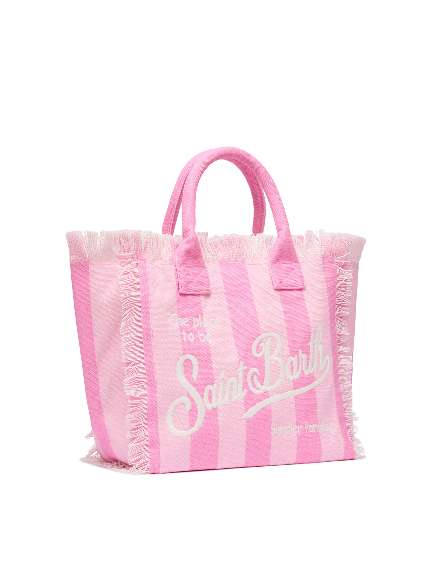 Cotton canvas Vanity tote bag with pink striped print - MC2 Saint Barth