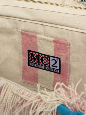 Pink striped cotton canvas Vanity tote bag