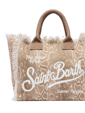 Cotton canvas Vanity tote bag with snake skin print - MC2 Saint Barth