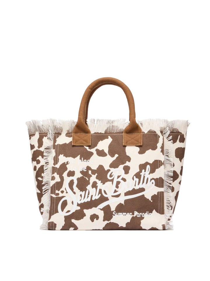 Cotton canvas Vanity tote bag with cow skin print - MC2 Saint Barth