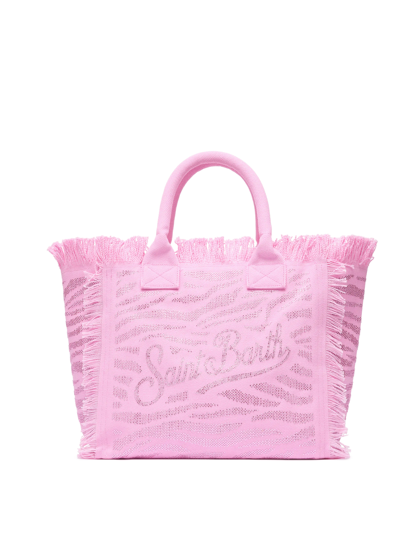 Pink cotton canvas Vanity tote bag with zebra rhinestone embellishment - MC2 Saint Barth