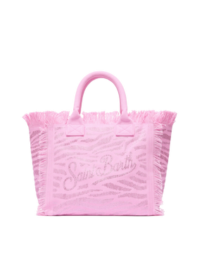 Pink cotton canvas Vanity tote bag with zebra rhinestone embellishment - MC2 Saint Barth