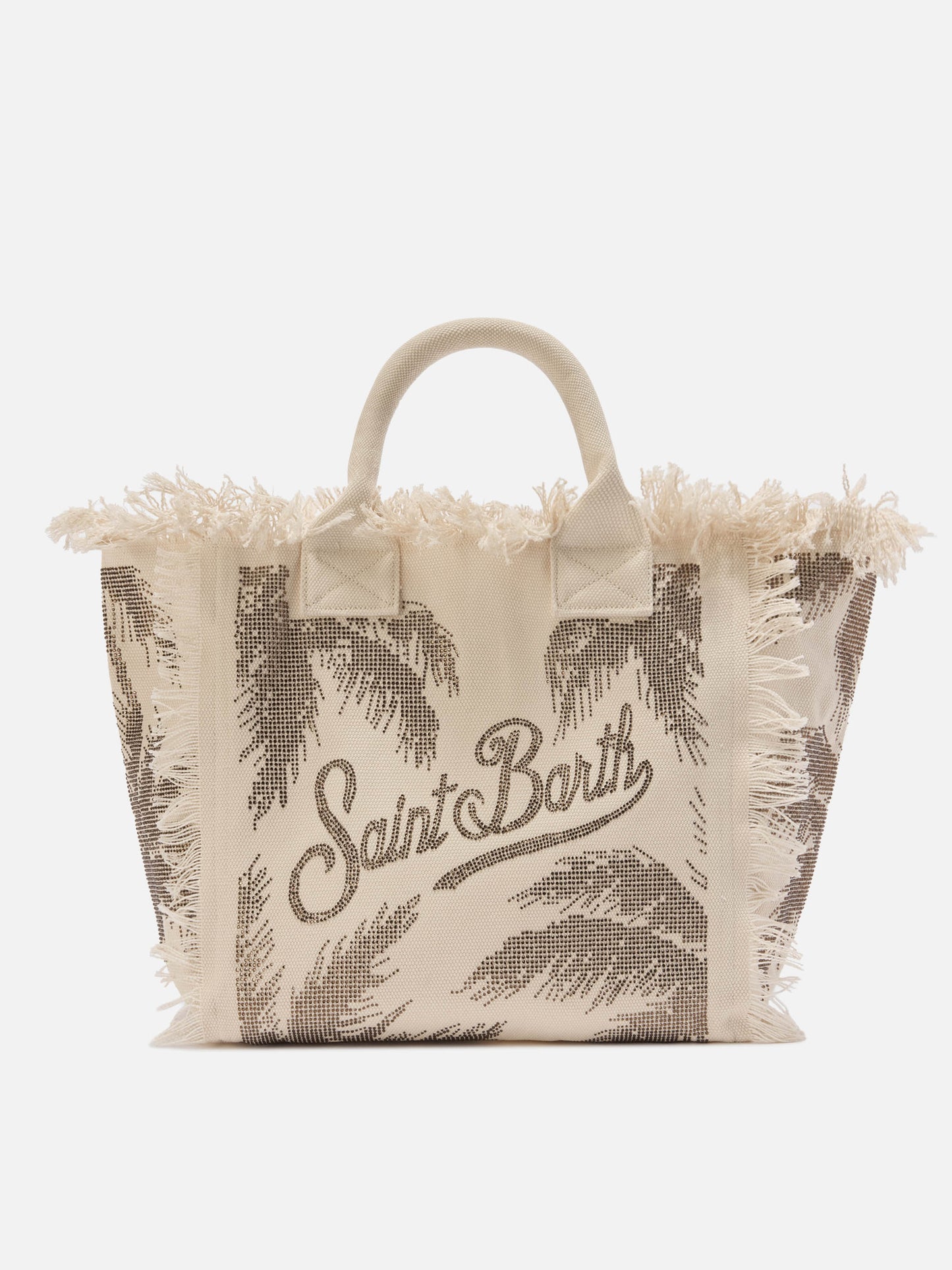 Canvas Vanity regular bag with palm print with rhinestones