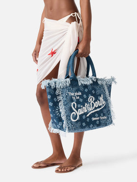 Vanity regular Tasche aus hellblauem Canvas mit Bandana-Print 