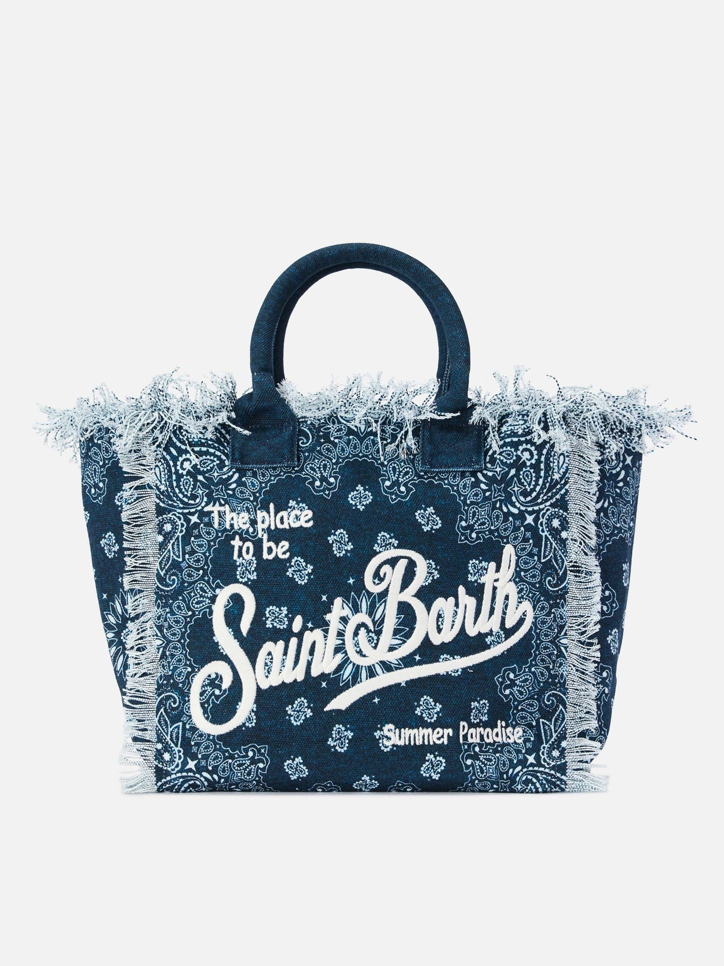 Vanity regular Tasche aus hellblauem Canvas mit Bandana-Print 