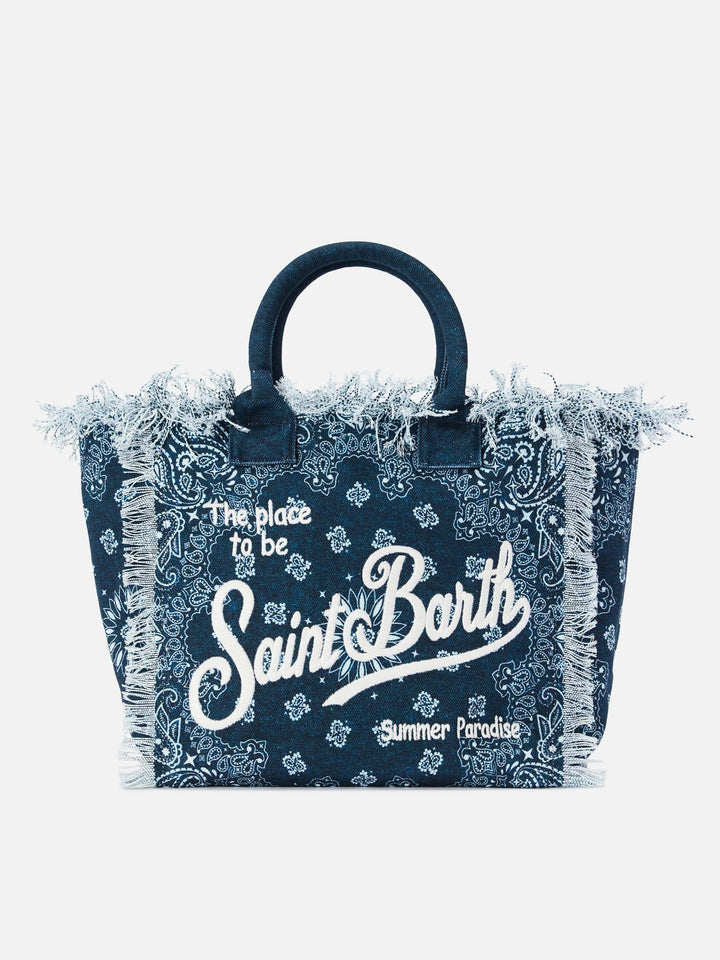 Vanity regular Tasche aus hellblauem Canvas mit Bandana-Print 
