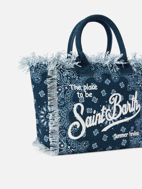 Vanity regular Tasche aus hellblauem Canvas mit Bandana-Print 