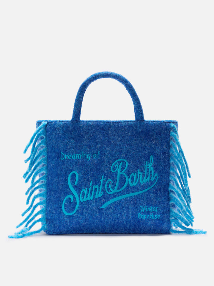 Vanity blanket shoulder bag with side fringes