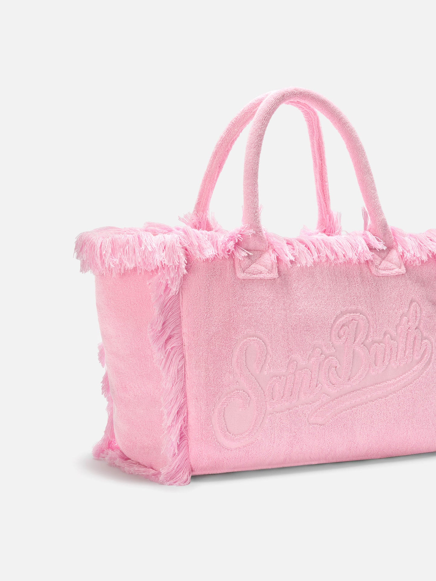 Borsa Vanity regular in tessuto effetto spugna rosa tinta unita