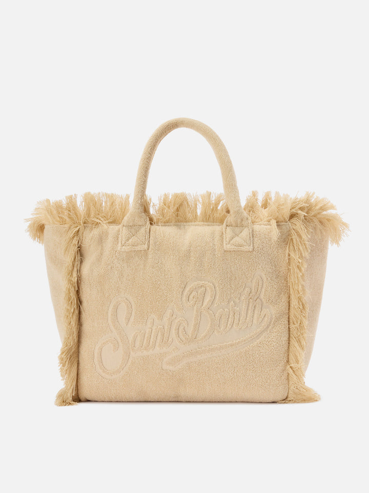 Beige solid color terry effect Vanity regular bag