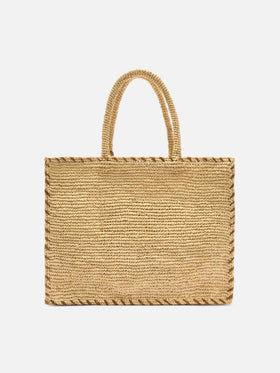 Regular Vanity raffia bag with brown details