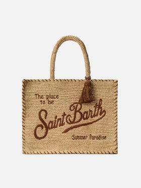 Regular Vanity raffia bag with brown details