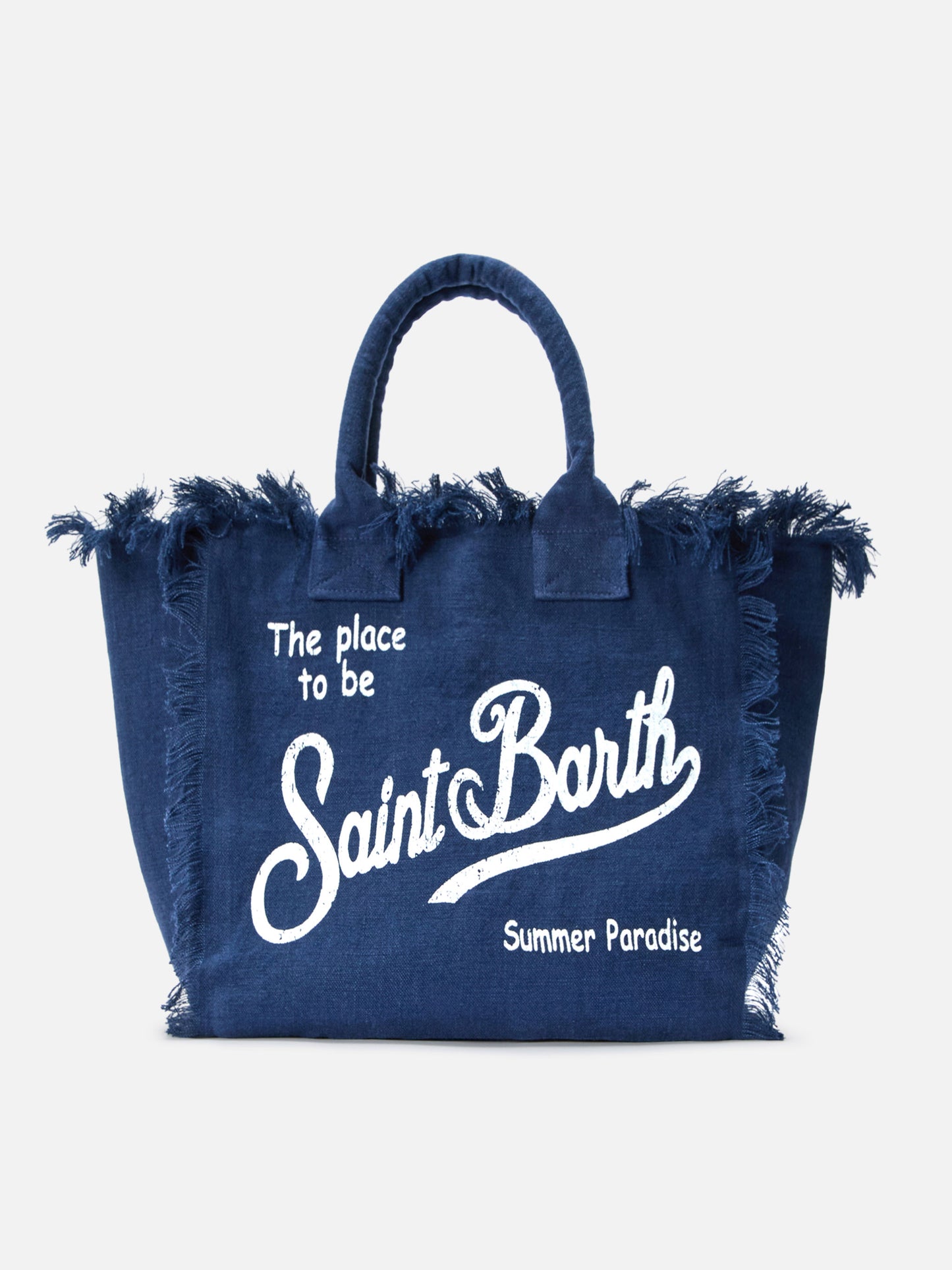 Vanity regular bag en lin bleu uni 