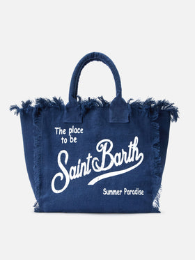 Vanity regular bag en lin bleu uni 