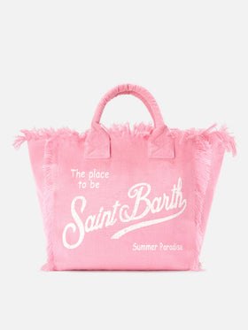 Sac Vanity regular en lin uni rose 