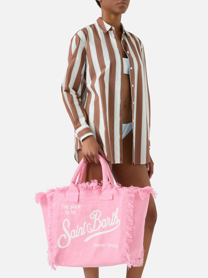 Pink solid color linen Vanity regular bag