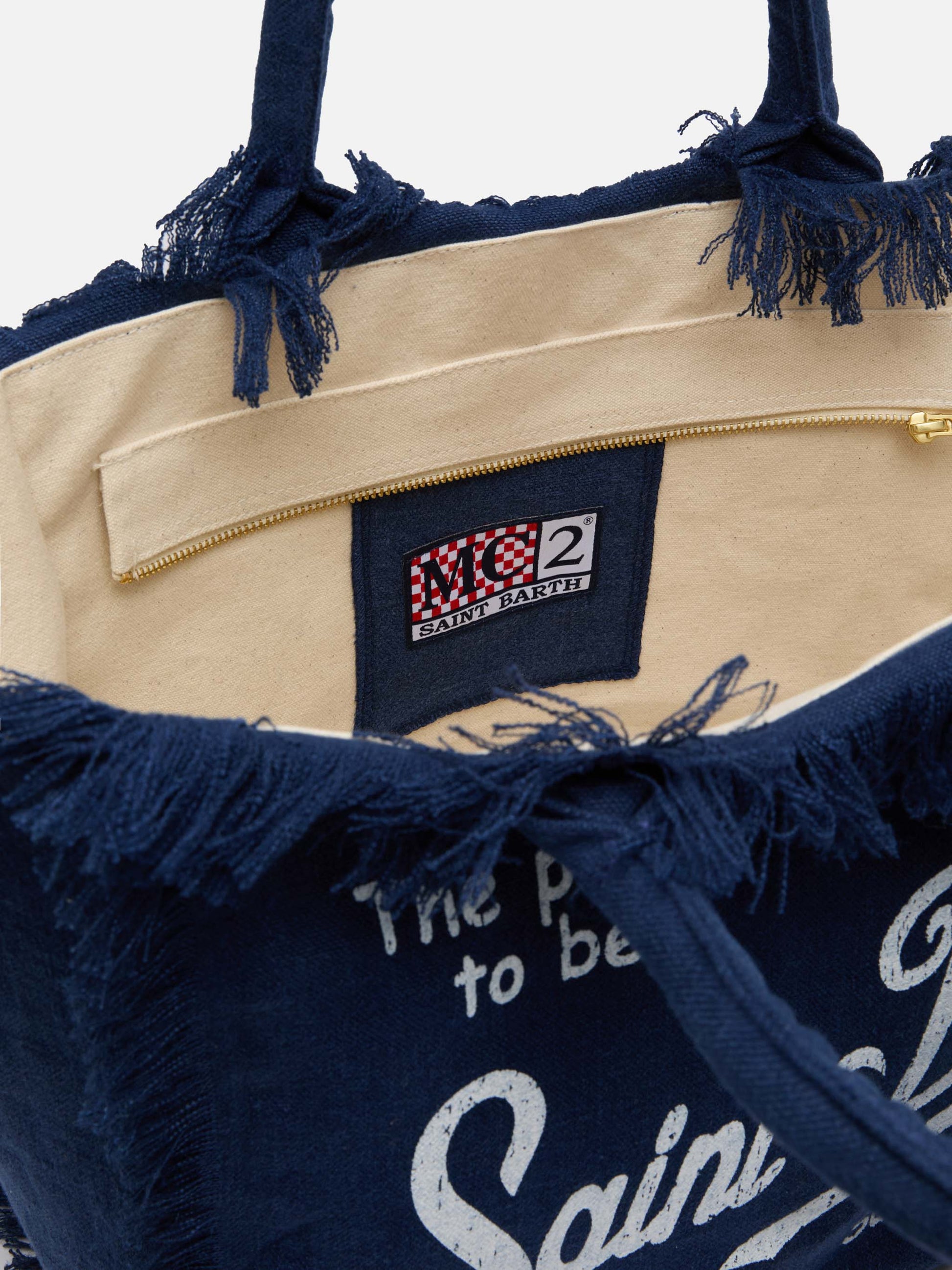 Vanity navy blue linen shoulder bag - MC2 Saint Barth