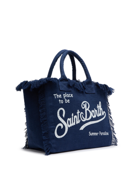 Vanity navy blue linen shoulder bag - MC2 Saint Barth