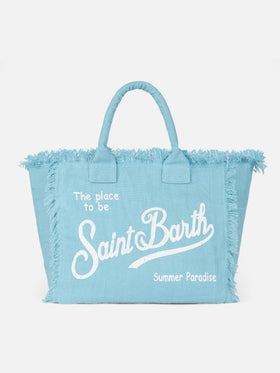 Vanity light blue linen shoulder bag - MC2 Saint Barth