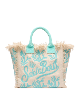 Vanity Rug white and water green cotton tote bag - MC2 Saint Barth