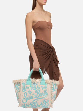 Vanity Rug white and water green cotton tote bag - MC2 Saint Barth