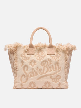 Vanity Rug white and beige cotton tote bag