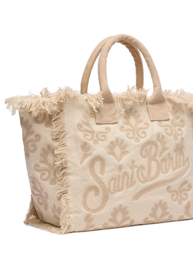Vanity Rug white and beige cotton tote bag - MC2 Saint Barth