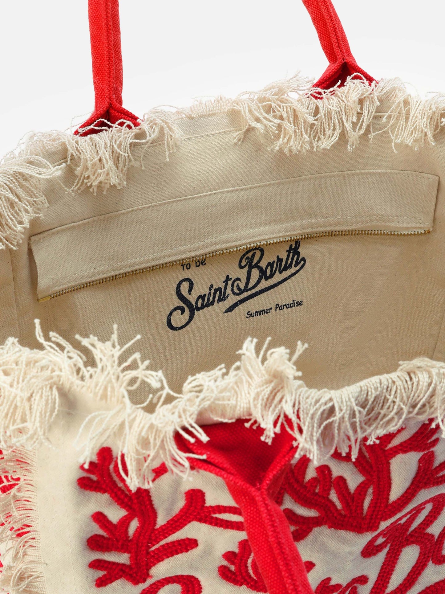 Vanity bag regular en toile avec broderie tuftée corail 