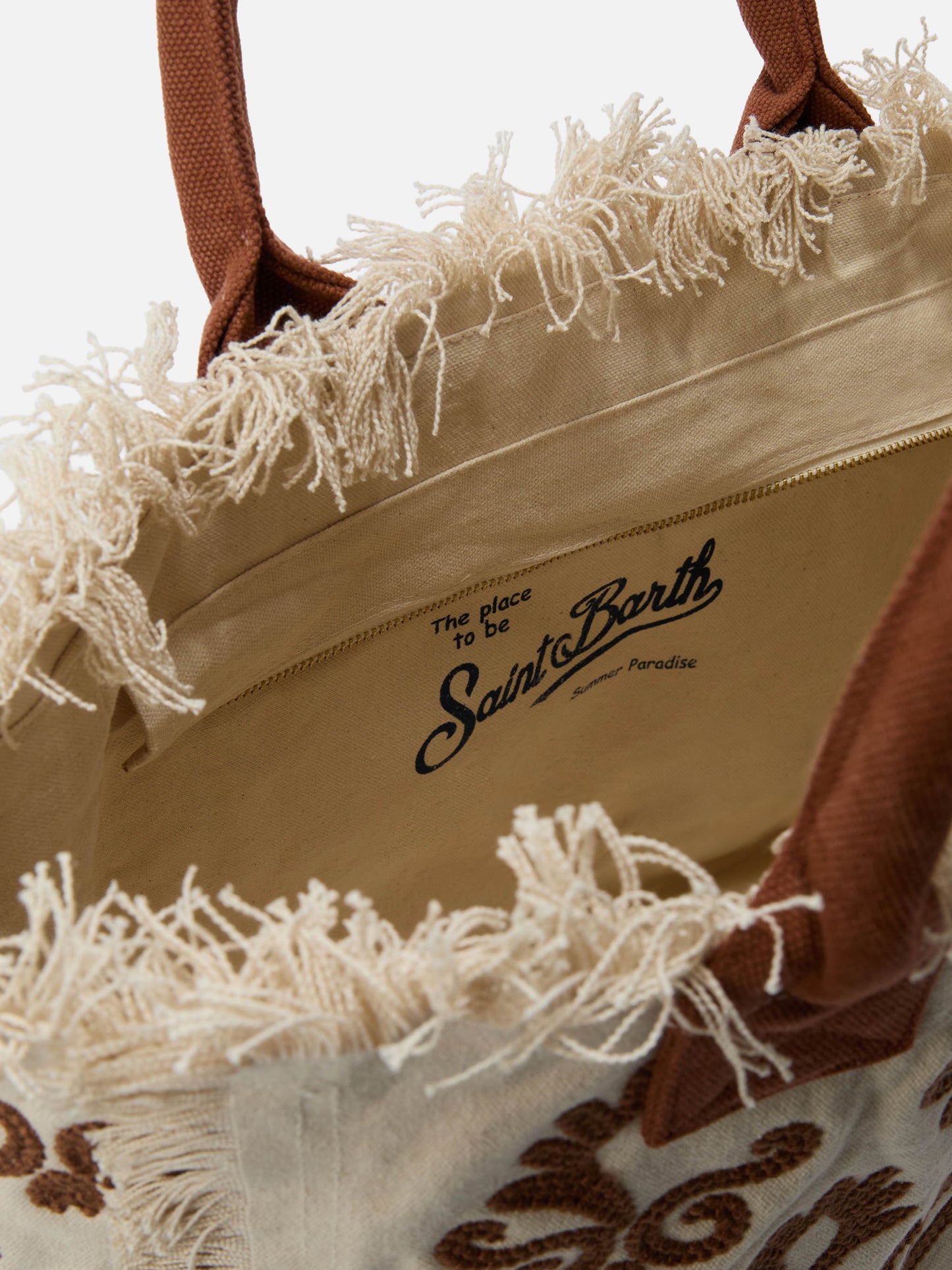 Canvas Vanity regular bag with brown lily tufting embroidery