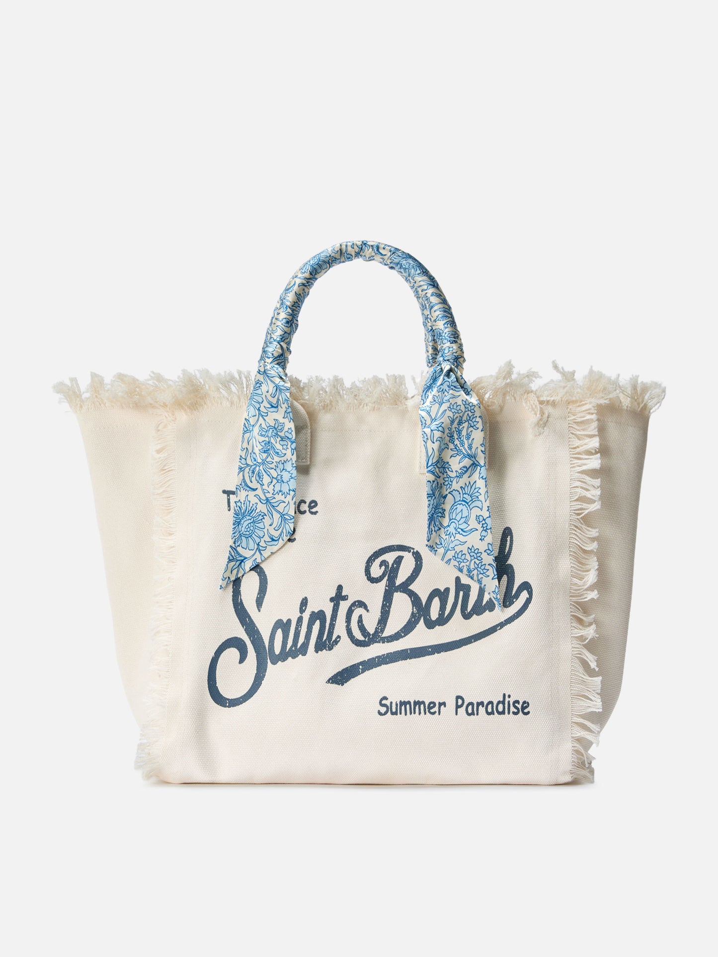 White canvas Vanity regular bag with removable twill