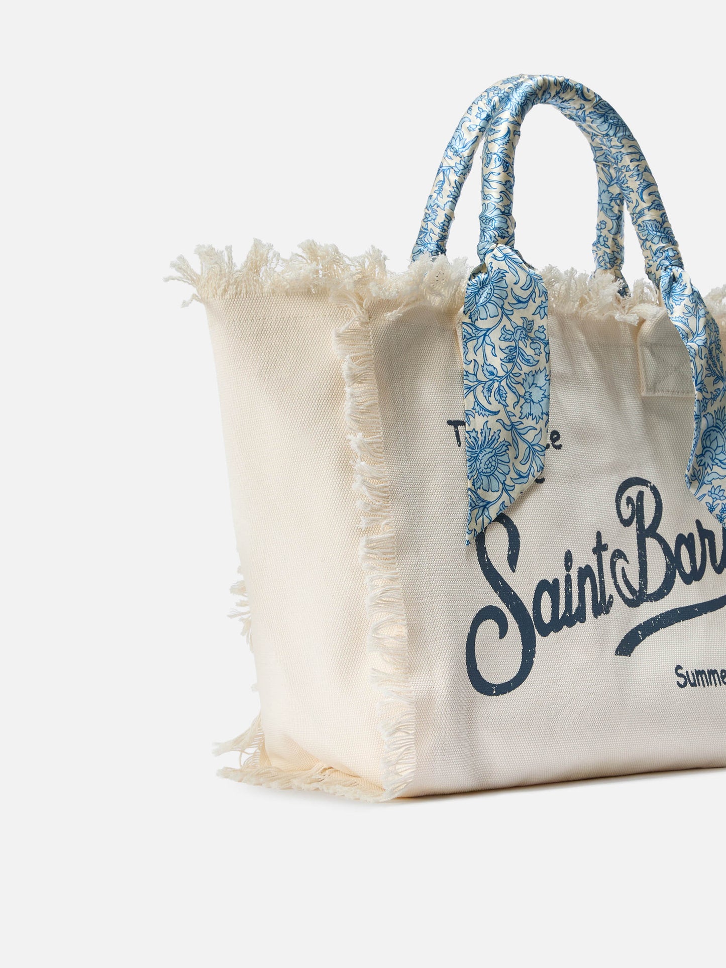 White canvas Vanity regular bag with removable twill