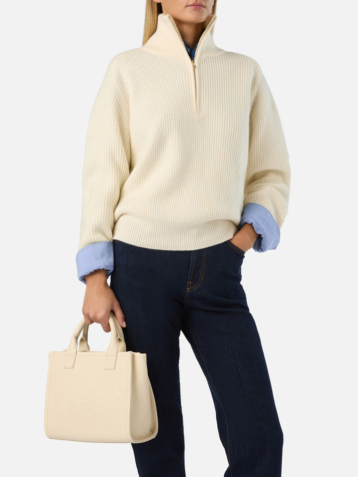 Ivory pebbled leather Vanity medium bag