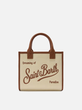 Vanity medium canvas and pebbled leather bag