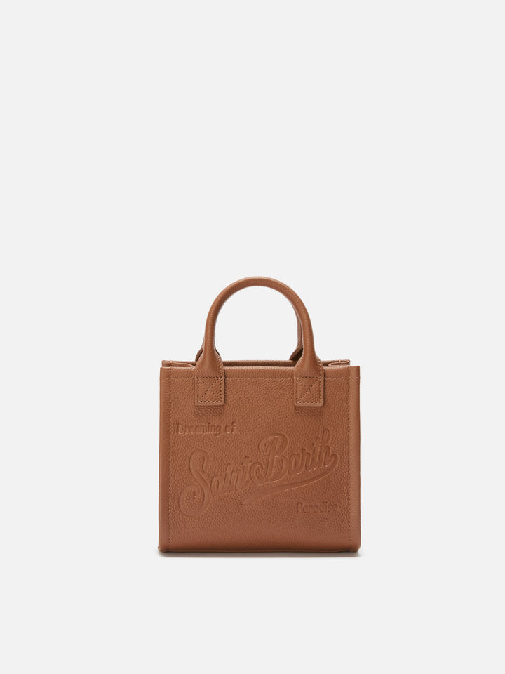 Borsa a spalla Vanity Bag Mini in pelle martellata cammello