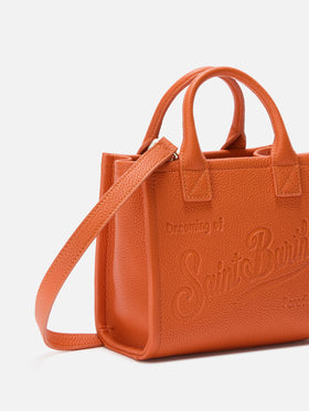 Vanity Bag Mini Shoulder Bag in orange hammered leather