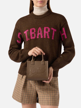 Vanity Bag Mini-Schultertasche aus braunem, gehämmertem Leder