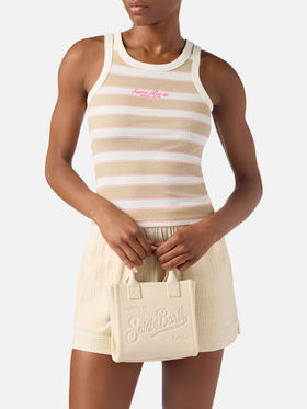 Mini sac Vanity en cuir grainé ivoire 