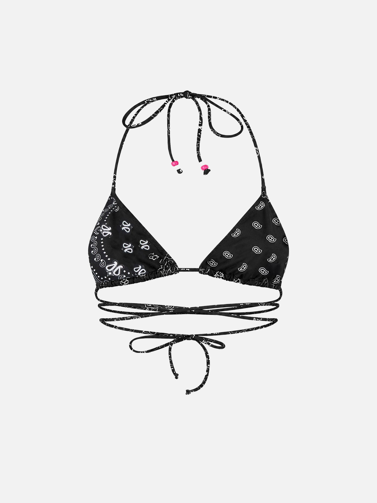 Top de bikini triangular Veronika con estampado bandana y charms 