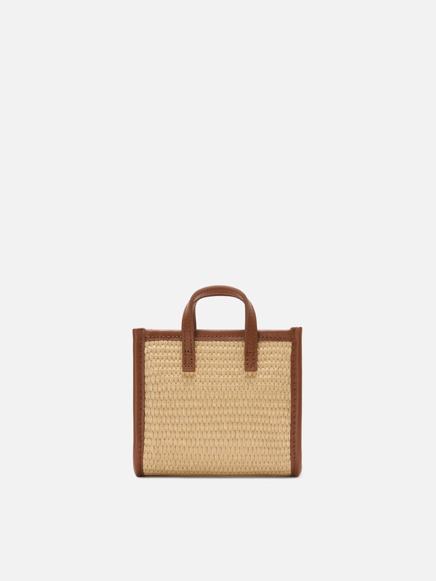 Borsa Vivian micro effetto raffia con logo marrone ricamato