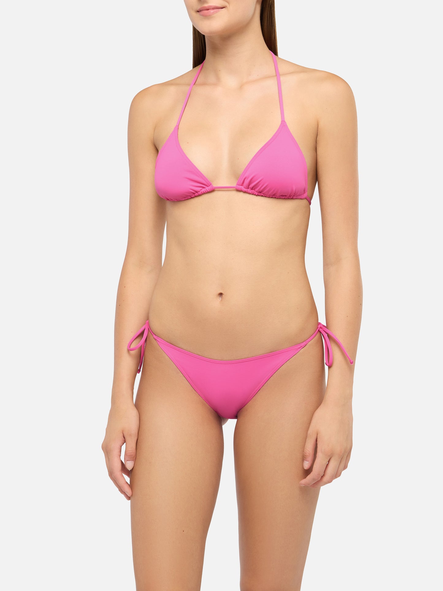 Virgo fuchsia classic swim briefs                                                          - Leah fuchsia triangle top swimsuit