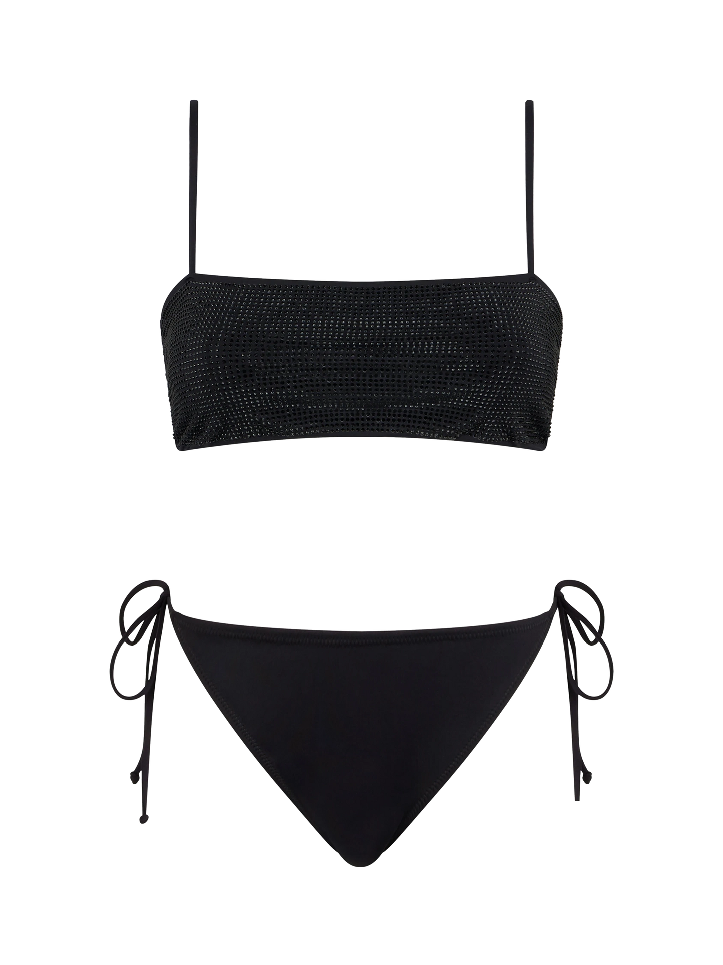 Woman black bandeau bikini with rhinestones - MC2 Saint Barth