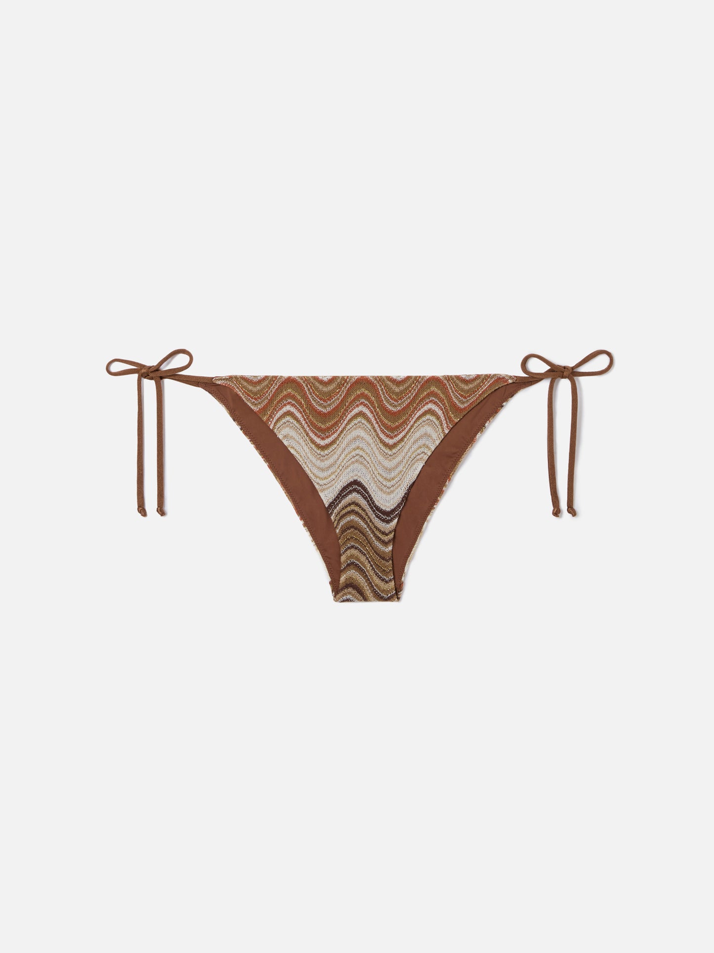 Bas de bikini classique Virgo en tissu raschel dégradé marron 