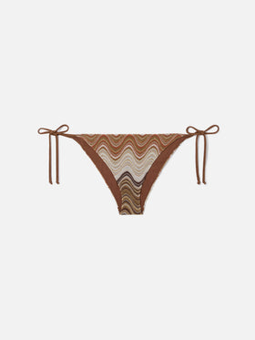 Bas de bikini classique Virgo en tissu raschel dégradé marron 
