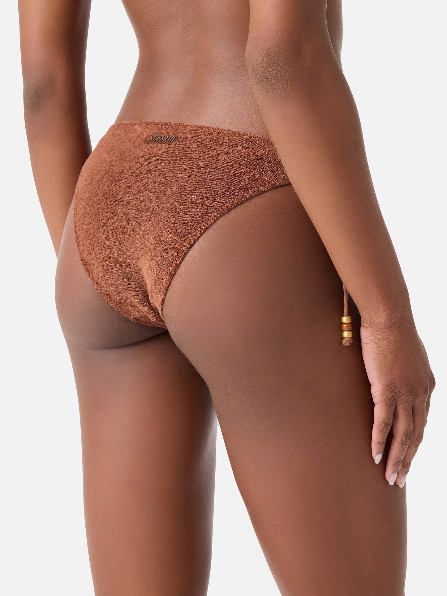 Braune Virgo Frottee-Badehose mit Charms 