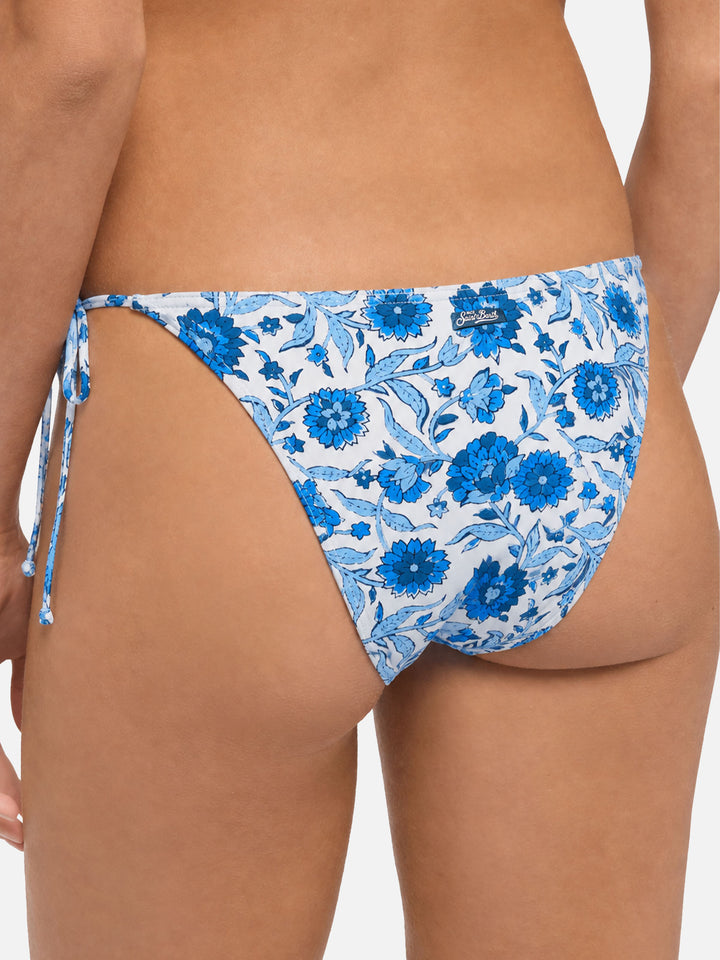 Virgo classic bikini bottoms with blue batik print